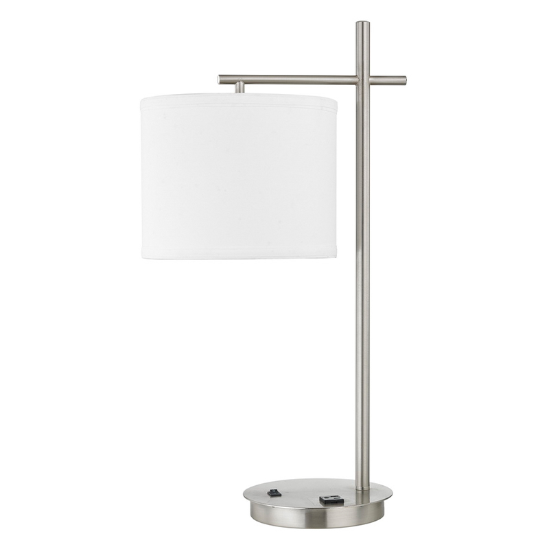 Corbelská stolní lampa s kartáčovanýmniklem, přepínačemna rocker a pohodlný vývod v místnosti